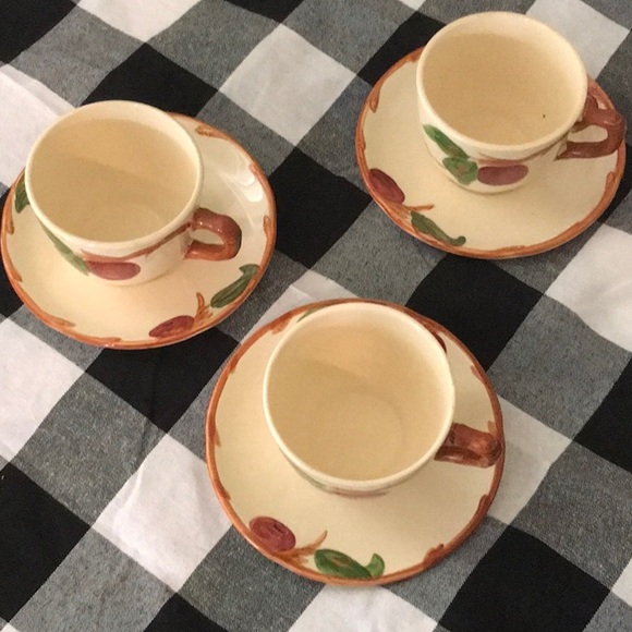 Fransican Other - Three Franciscan cups and saucers apple pattern earthenware